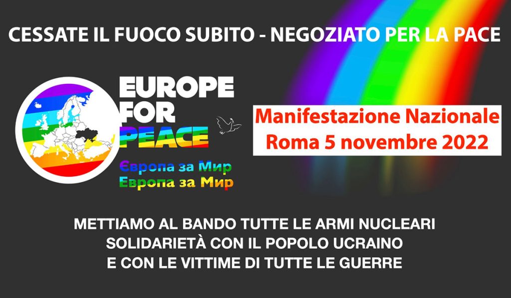 Cessate il fuoco subito &ndash; Negoziato per la pace. Manifestazione Nazionale sabato 5 novembre a Roma