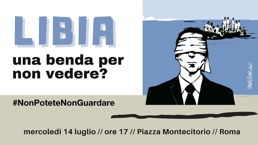 Libia, una benda per non vedere? Mercoled&igrave; 14 luglio in Piazza Montecitorio